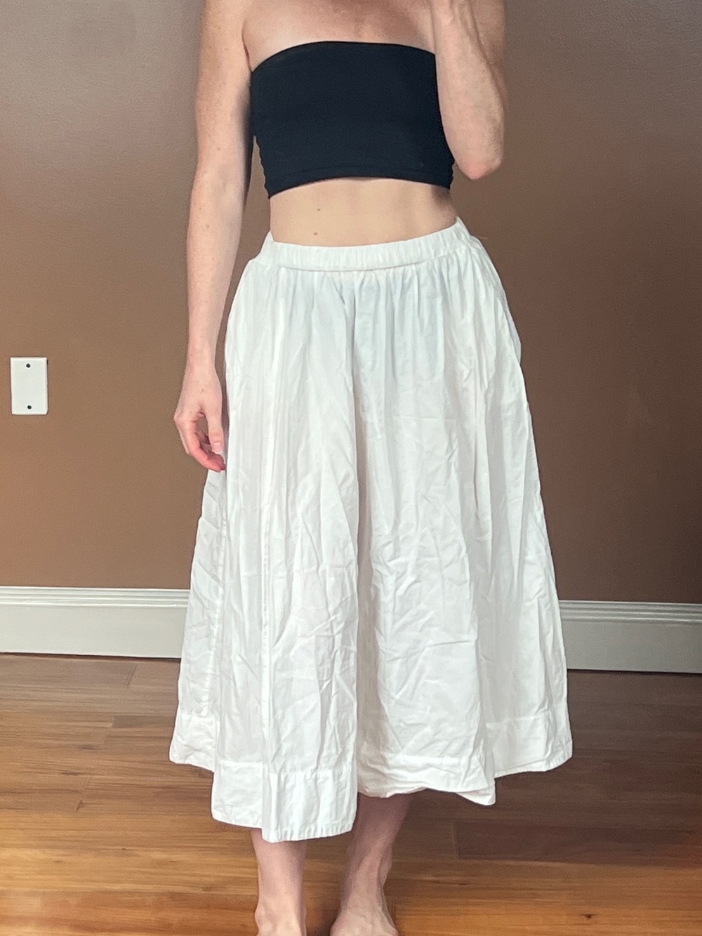Free People White Flowy Midi Skirt